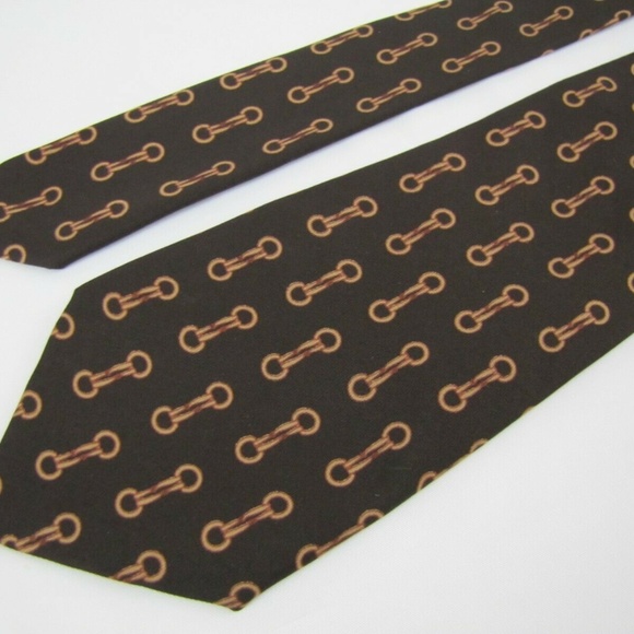 Vintage GUCCI Tie Chocolate Brown Equestrian - Picture 5 of 6